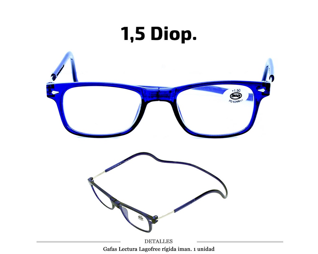 GAFAS LECTURA LAGOFREE RIGIDA AZUL 1.5 D. 1 UD
