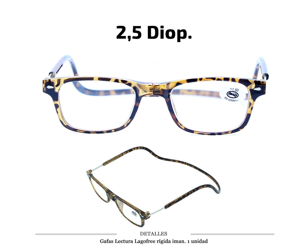 GAFAS LECTURA LAGOFREE RIGIDA CAREY 2.5 D. 1 UD