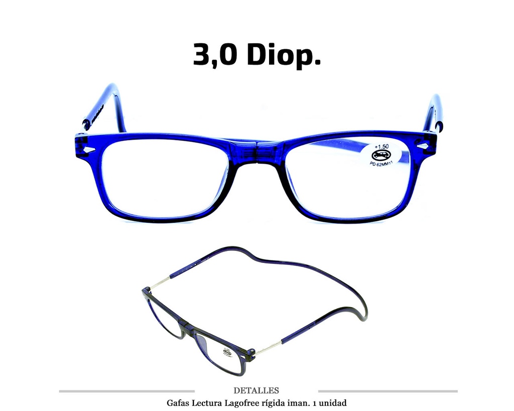 GAFAS LECTURA LAGOFREE RIGIDA AZUL 2.5 D. 1 UD