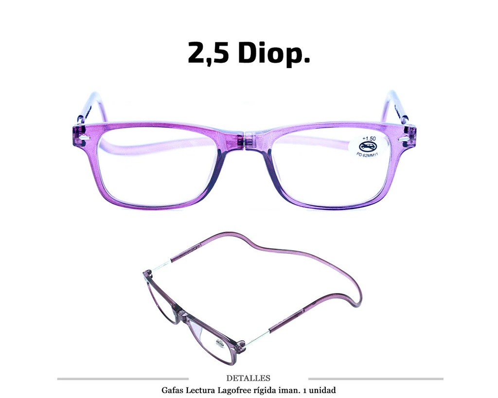 GAFAS LECTURA LAGOFREE RIGIDA LILA 2.5 D. 1 UD