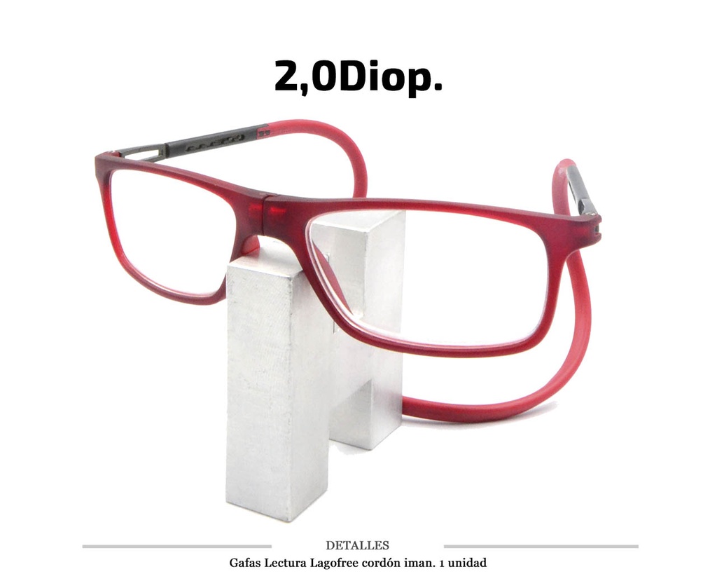 GAFAS LECTURA LAGOFREE CORDON-IMAN ROJA 2.0 D. 1 UD