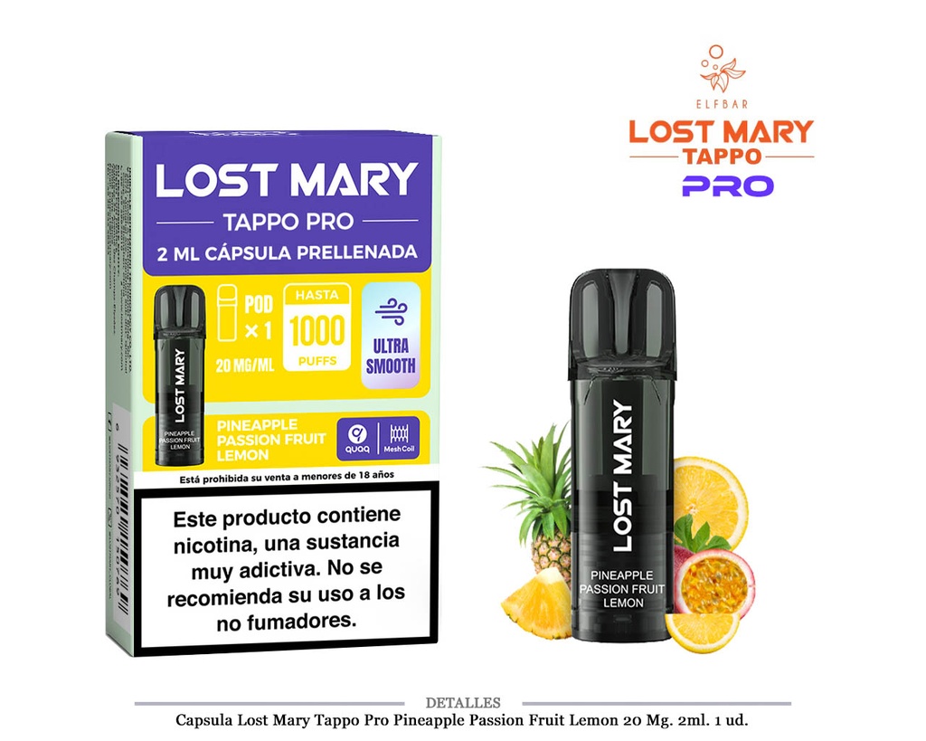CAPSULA LOST MARY TAPPO PRO PINEAPPLE P. FRUIT LEMON 1 UD 20MG 2ML