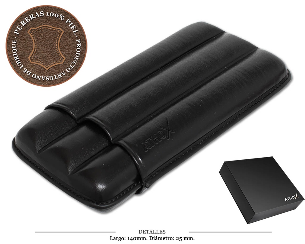 PURERA 3/P VAQUETA NEGRA PIEL 140X25MM