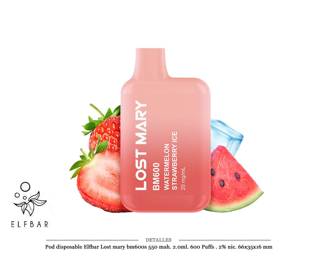 POD DES. LOST MARY BM600 WATERMELON STRAWBERRY ICE 20MG 2ML
