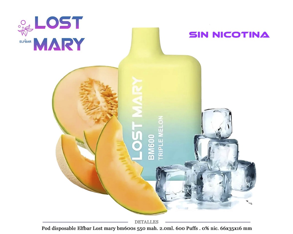 POD DES. LOST MARY BM600 TRIPLE MELON 0MG 2ML