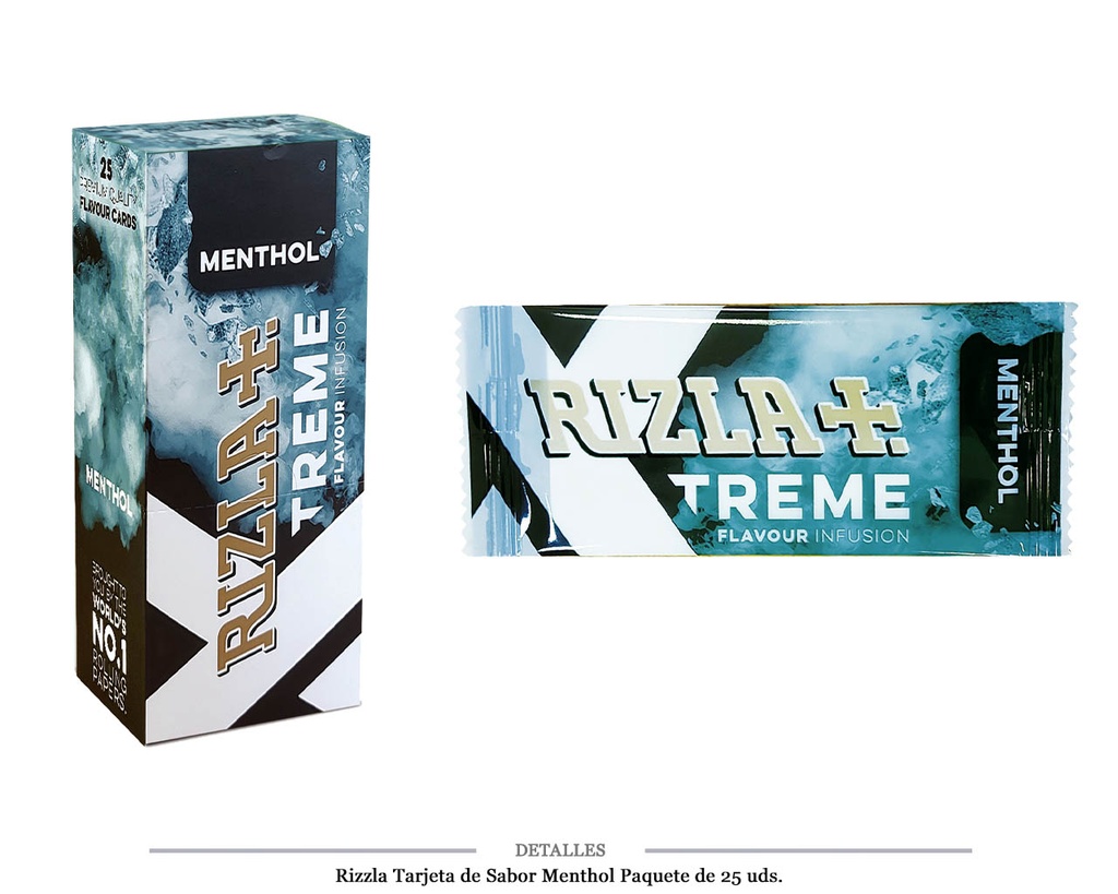 RIZLA TARJETA SABOR MENTHOL PAQUETE DE 25 UDS.