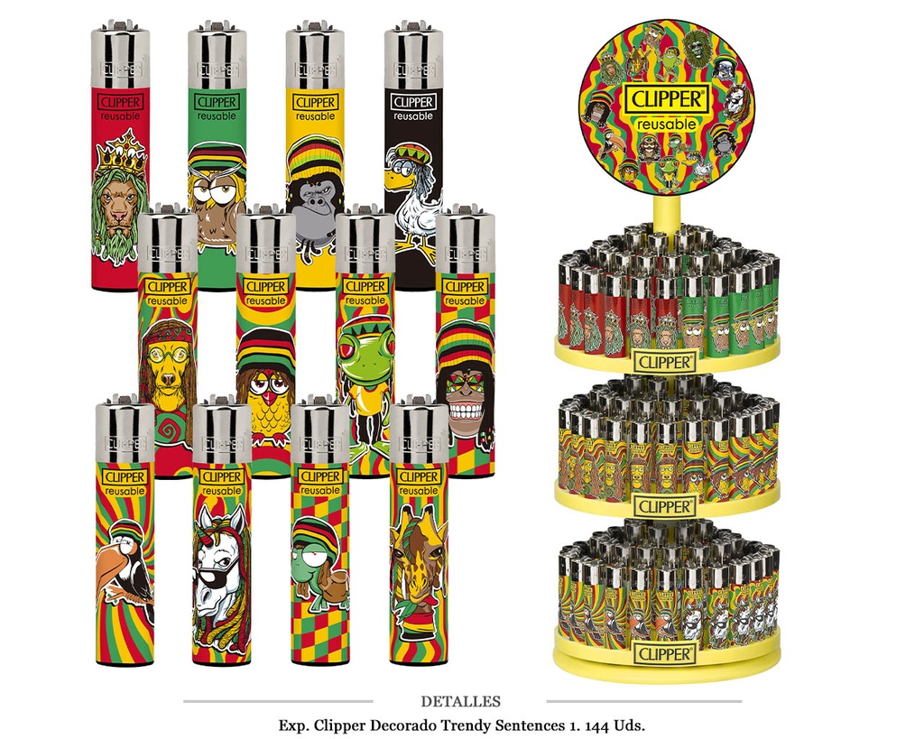 EXP. CLIPPER DECO RASTA ANIMALS 1 144 UDS