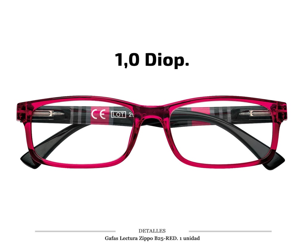 GAFAS LECTURA ZIPPO B25 RED 1.0 DIOP 1 UD