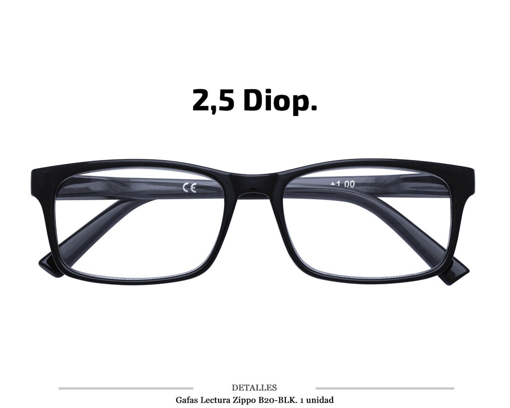 GAFAS LECTURA ZIPPO B20 BLK 2,5 DIOP 1 UD