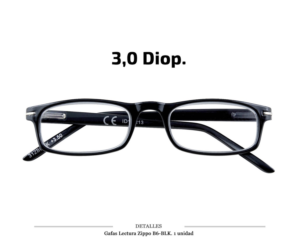 GAFAS LECTURA ZIPPO B6 BLK 3.0 DIOP 1 UD