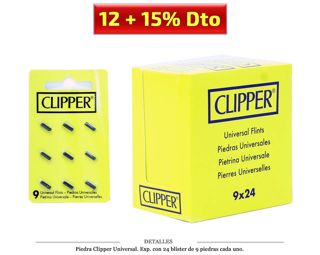 PIEDRA CLIPPER UNIVERSAL 24 BLISTER DE 9 PIEDRAS