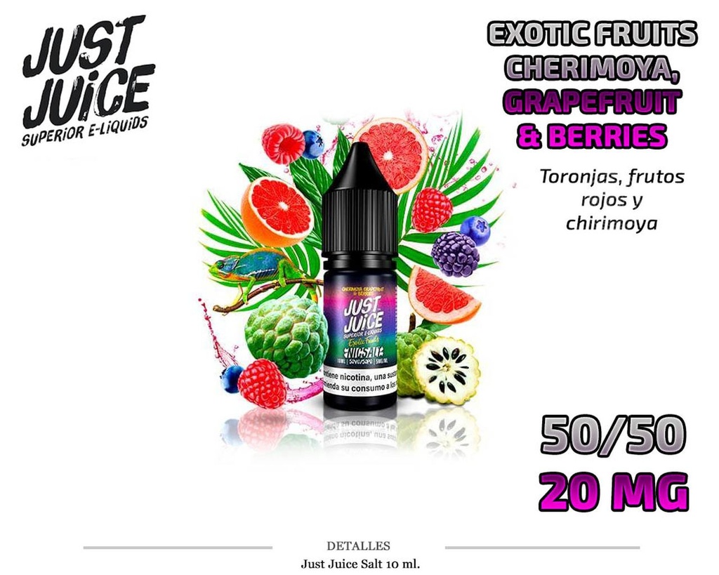 E-LIQUID JUST JUICE SALT CHERIM. GRAP.&BERR. 20MG 10ML 