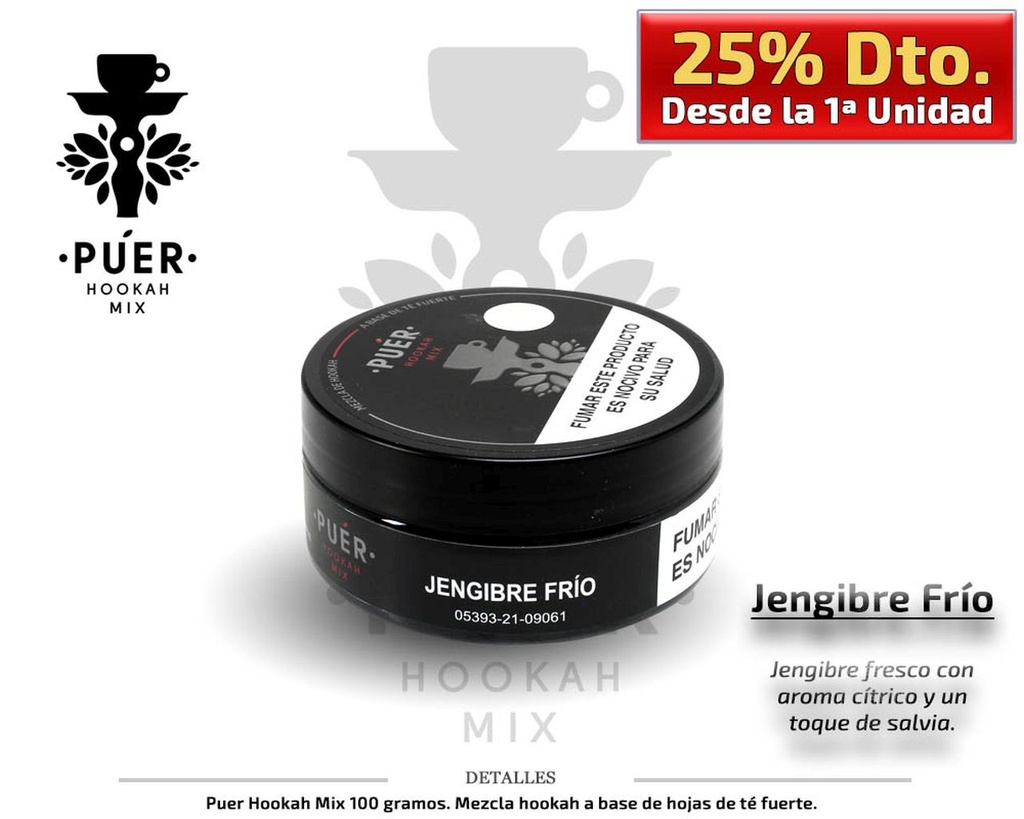 PUER HOOKAH MIX JENGIBRE FRIO 100 GR 1 UD