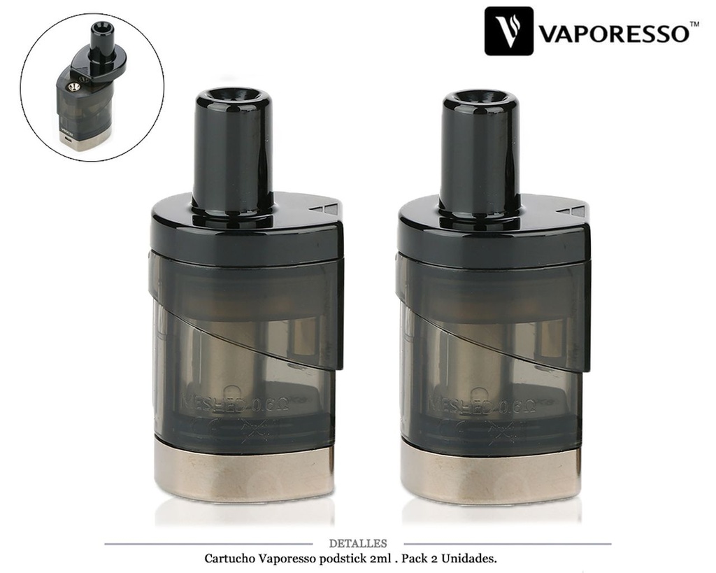 CARTUCHO VAPORESSO PODSTICK 0,6 OHM 2 UDS