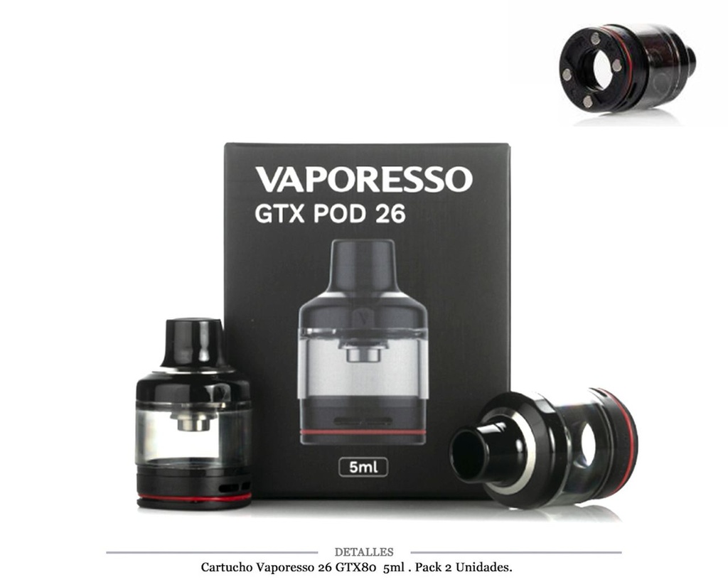 CARTUCHO VAPORESSO GTX GO80 5ML PACK 2 UDS