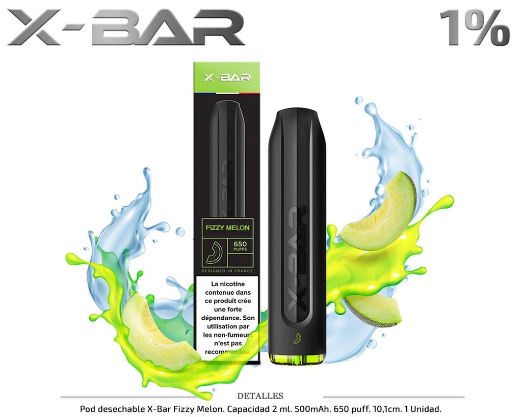 POD DESECHABLE X-BAR FIZZY MELON 10MG