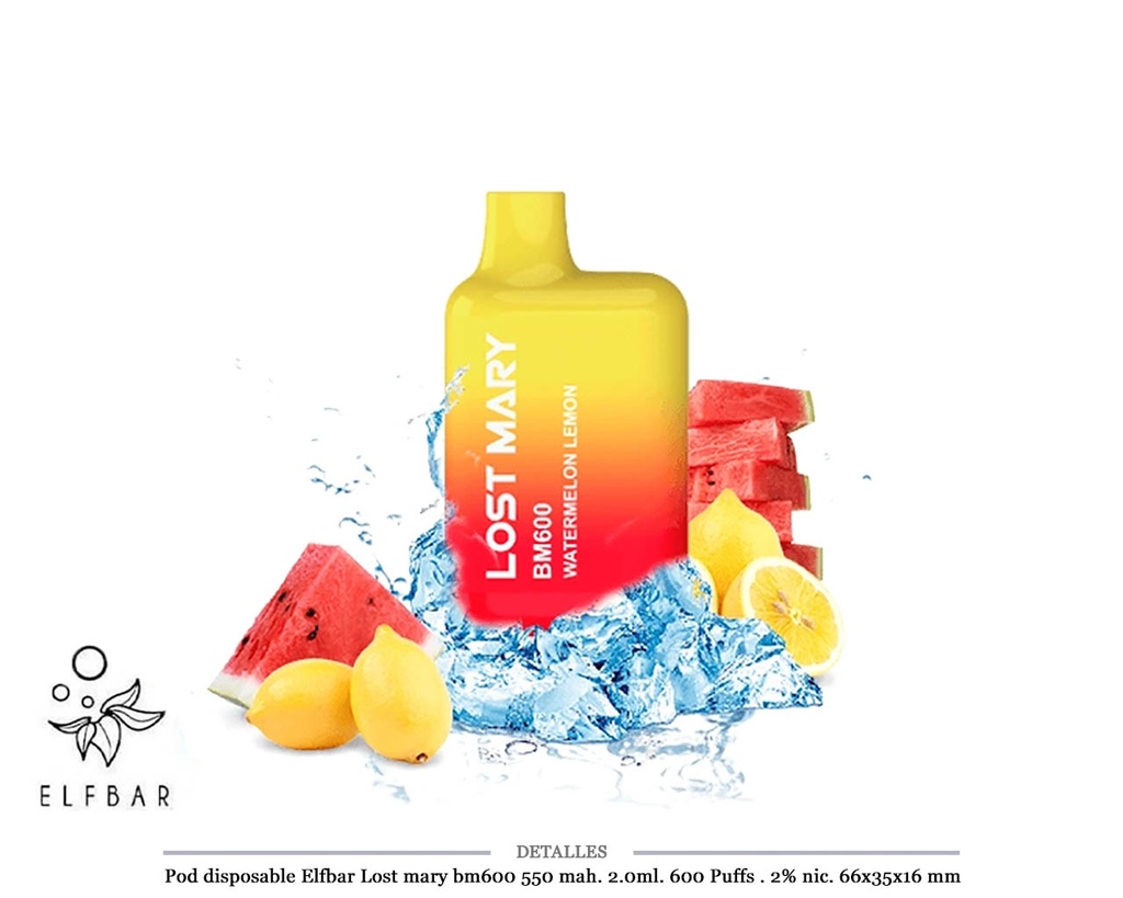 POD DES. LOST MARY BM600 WATERMELON LEMON 20MG 2ML