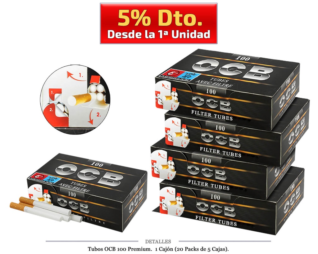 TUBOS OCB 100 PREMIUM 5x100 20 PACKS