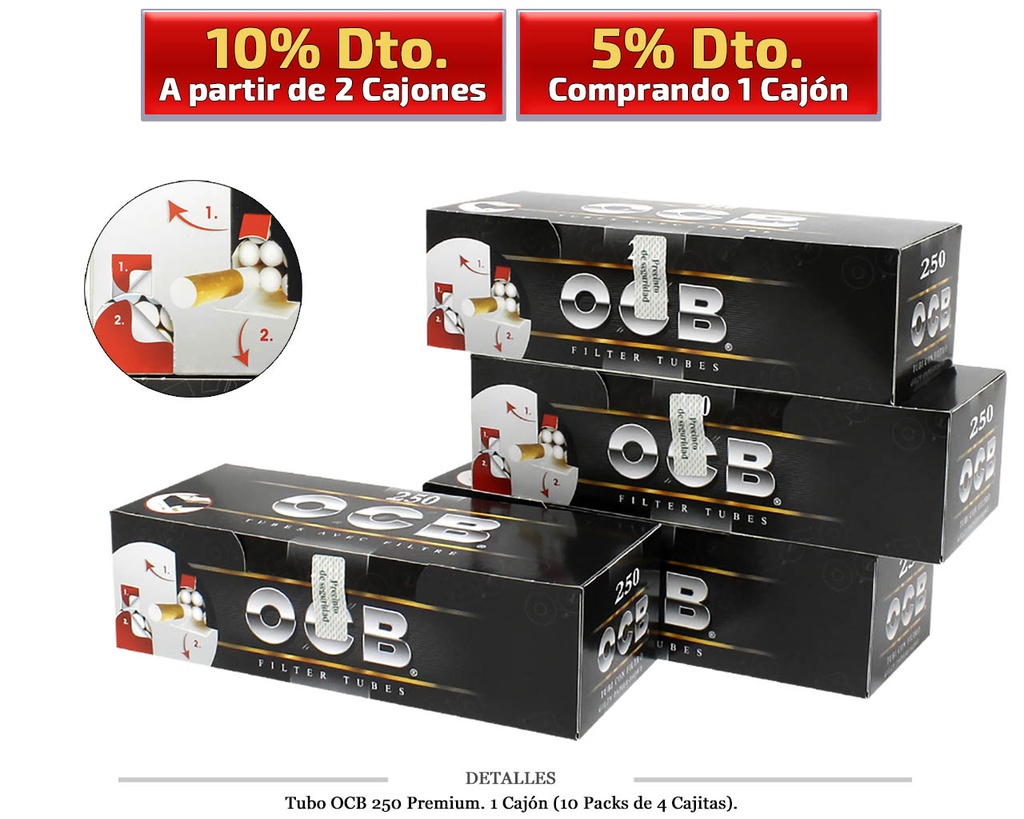 TUBOS OCB 250 PREMIUM 4x250 10 PACKS