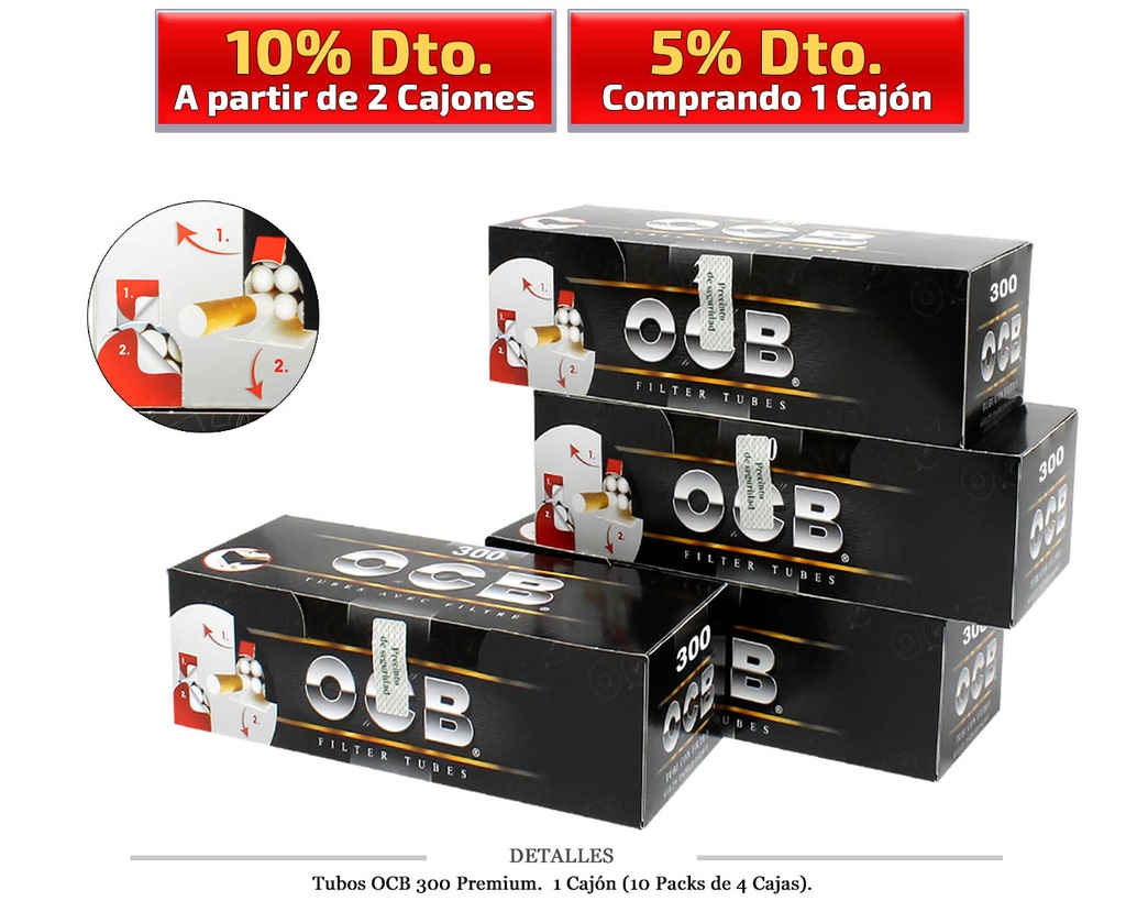 TUBOS OCB 300 PREMIUM 4X300 10 PACKS