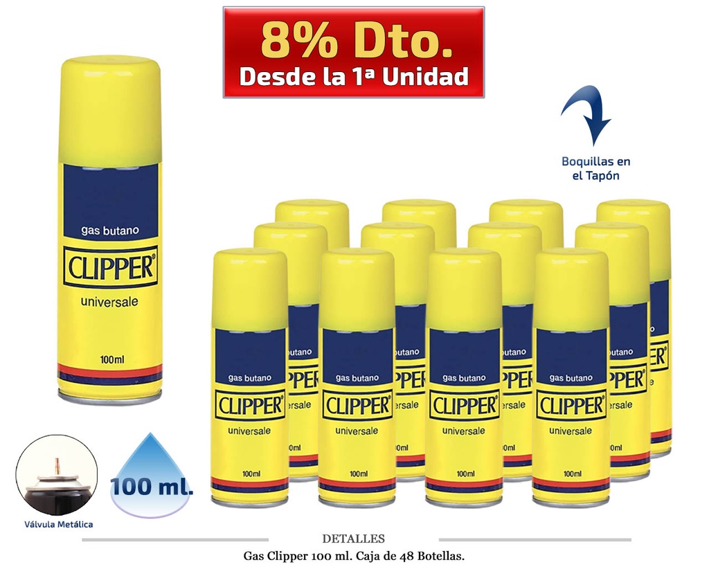 GAS CLIPPER 100 ML 12 UDS