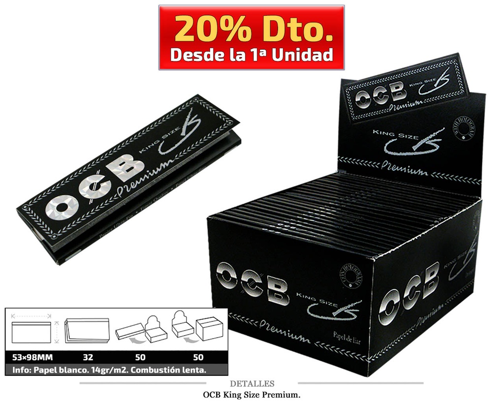 OCB KING SIZE PREMIUM 50 UDS