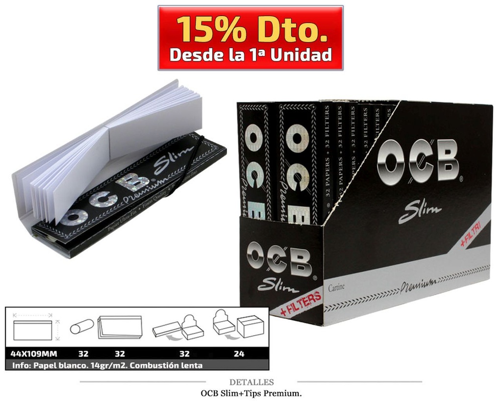 OCB SLIM + TIPS PREMIUM 32 UDS