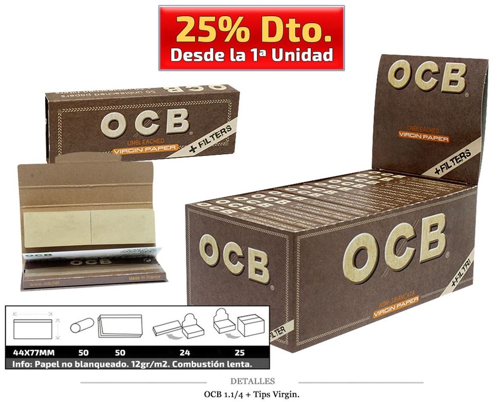 OCB 1.1/4 + TIPS VIRGIN 24 UDS