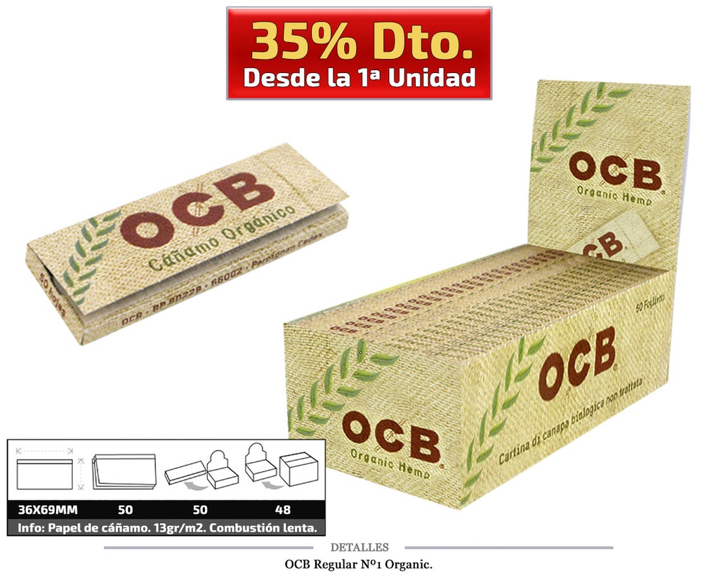 OCB REGULAR Nº1 ORGANIC 50 UDS