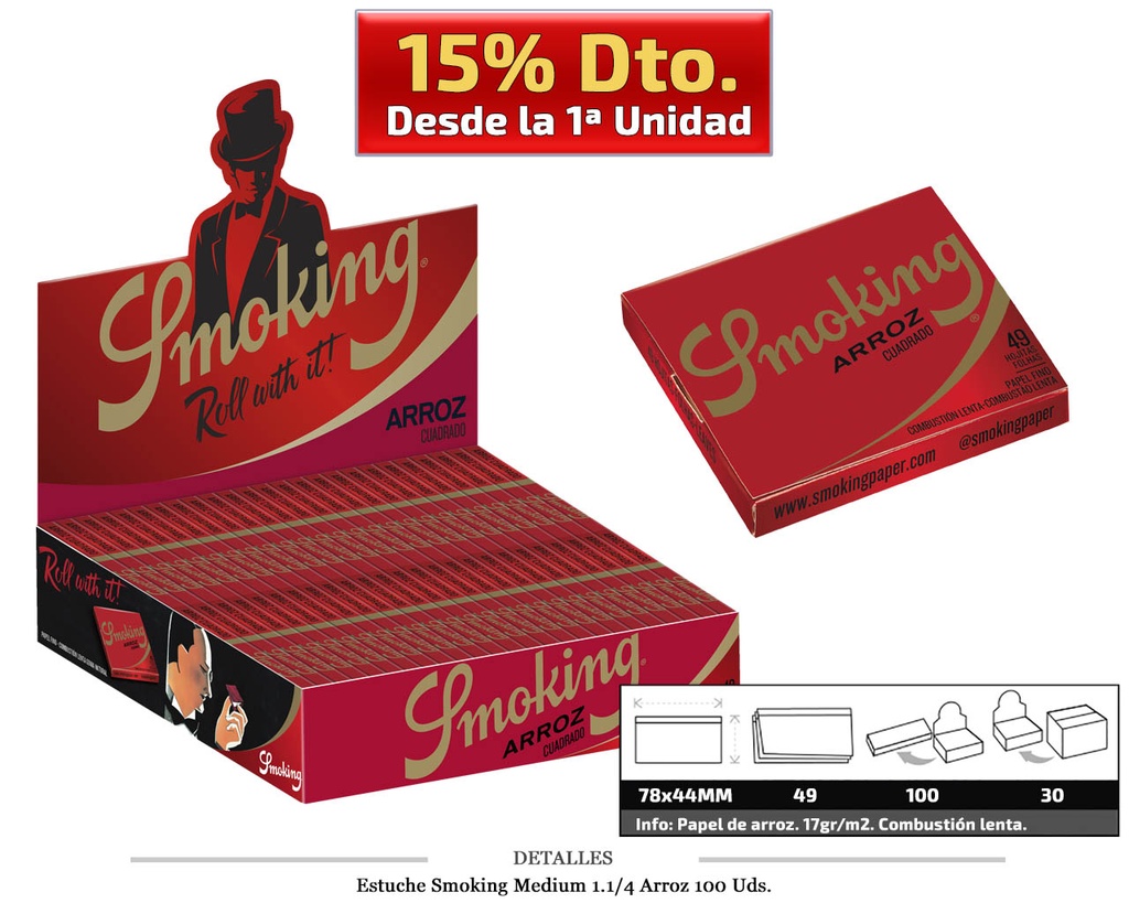 SMOKING MEDIUM 1. 1/4 ARROZ 100 UDS