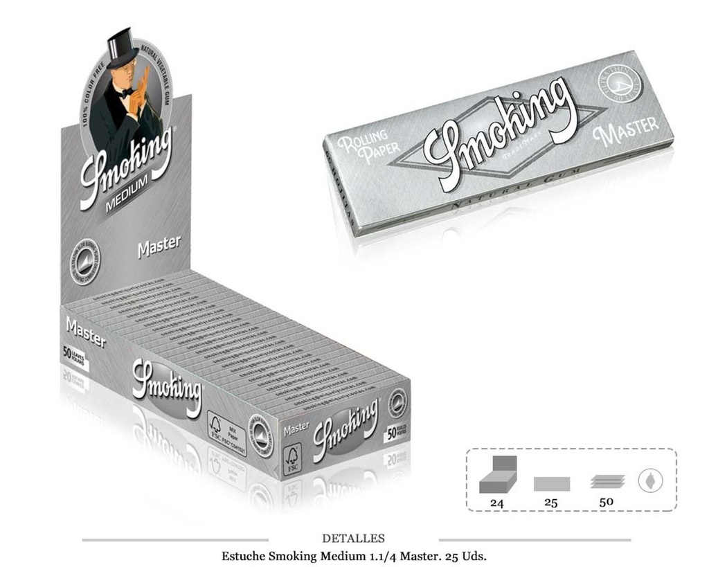 SMOKING MEDIUM 1 1/4 MASTER 25 UDS