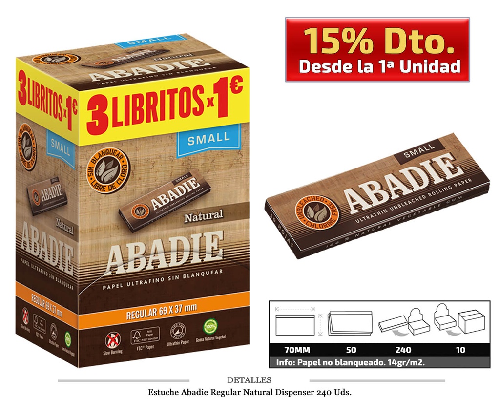 ABADIE DISPENSADOR REGULAR NATURAL 240 UDS