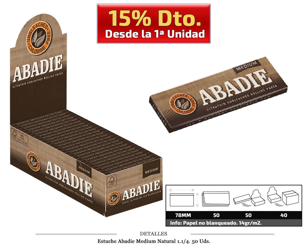 ABADIE MEDIUM 1.1/4 NATURAL 50 UDS
