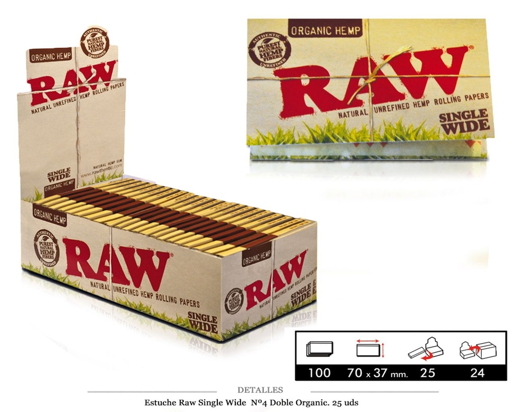 RAW SINGLE WIDE Nº4 DOBLE ORGANIC 25 UDS