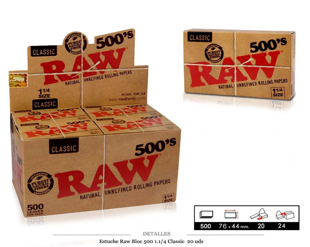 RAW BLOC 500 1.1/4 CLASSIC 20 UDS