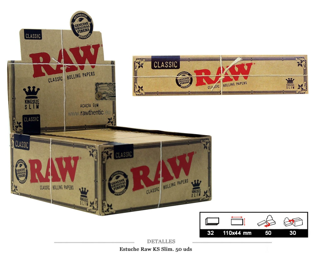 RAW KING SIZE SLIM CLASSIC 50 UDS
