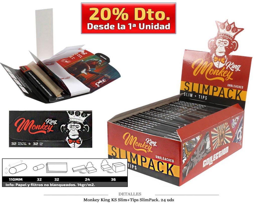 MONKEY KING KS SLIM+TIPS SLIMPACK 24 UDS