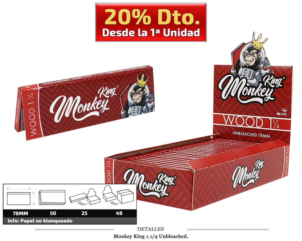 MONKEY KING 1.1/4 UNBLEACH 25 UDS
