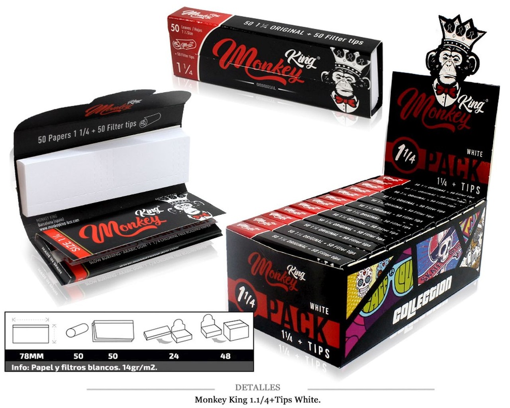 MONKEY KING 1.1/4+TIPS WHITE 24 UDS