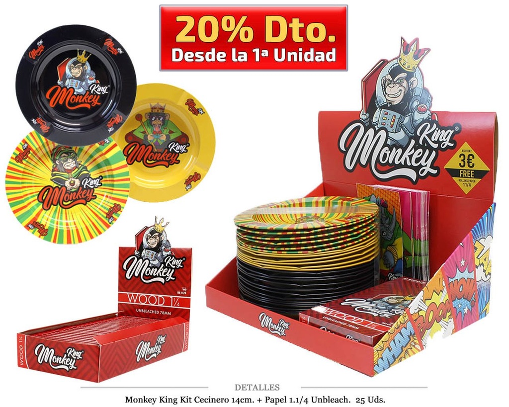 MONKEY KING KIT CENICERO 14CM + 1.1/4 UNBL 25 UDS