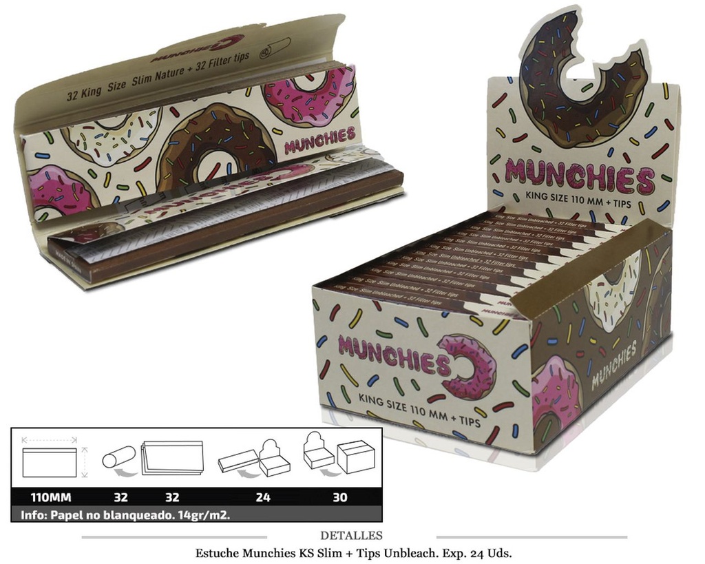 MUNCHIES KS SLIM+TIPS UNBLEACH 24 UDS