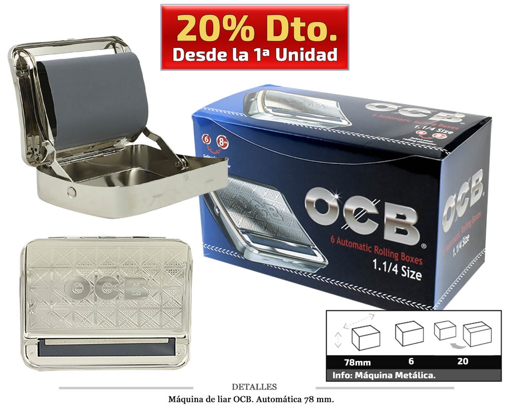 MAQ LIAR OCB AUTO 78 MM 6 UDS