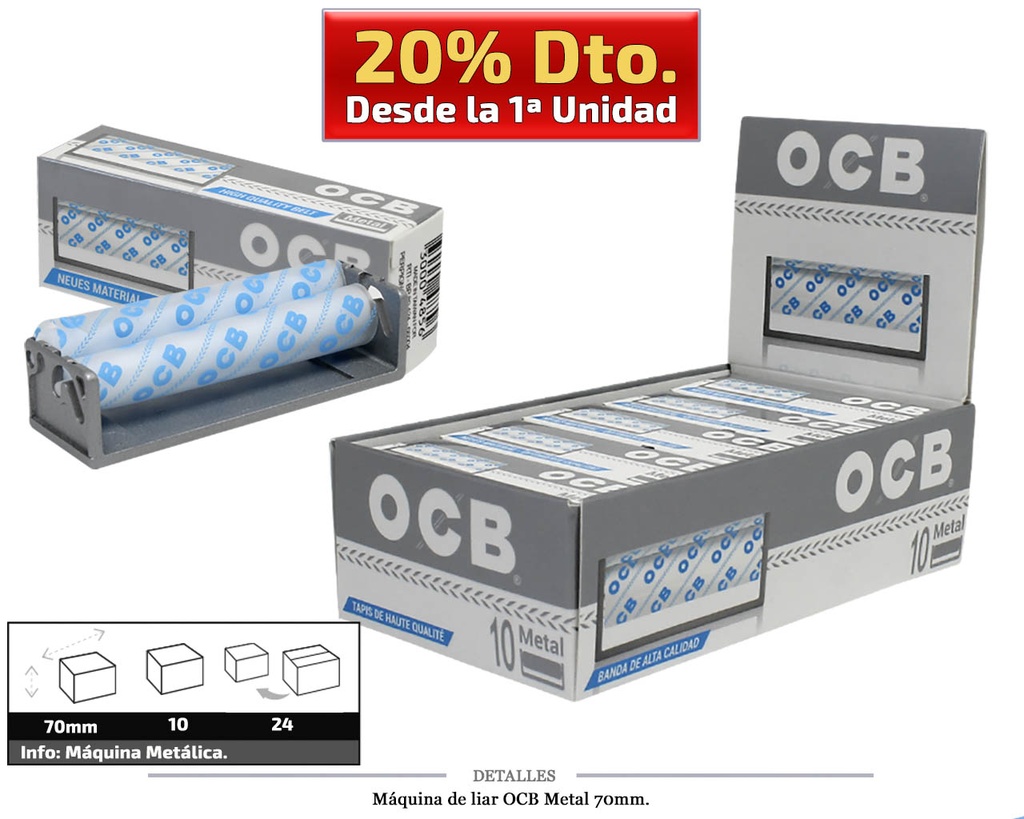 MAQ LIAR OCB METAL 70 MM 10 UDS