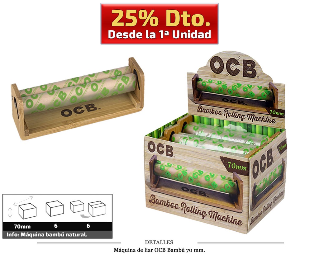MAQ LIAR OCB BAMBU 70 MM 6 UDS