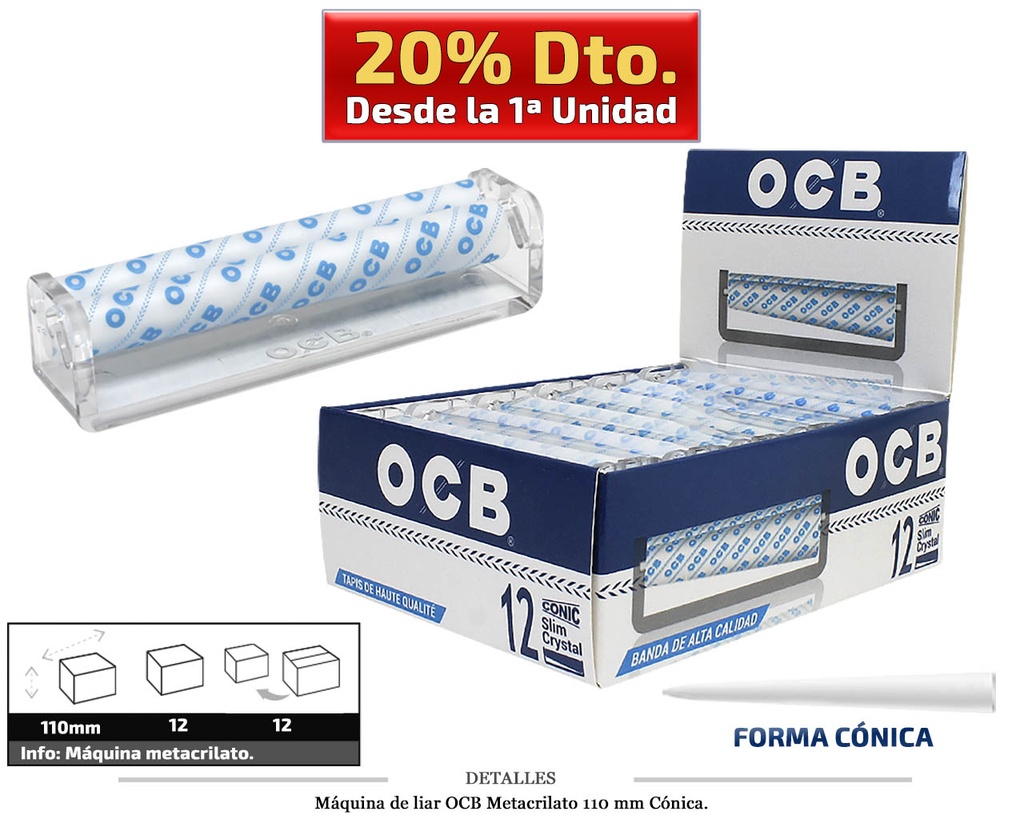 MAQ LIAR OCB METACRILATO CONICA 110 MM 12 UDS