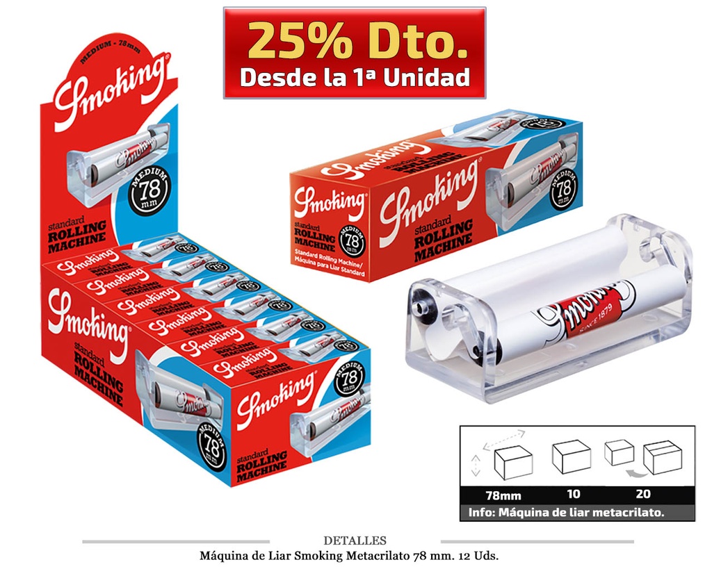 MAQ LIAR SMOKING METACRILATO 78MM 12 UDS