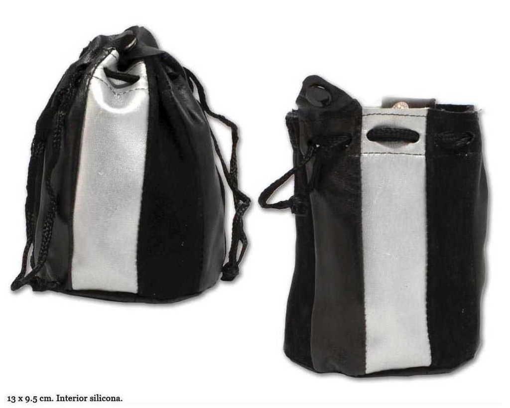 BOLSA TABACO NEGRA/PLATA 13X9,5 CM 1 UD 