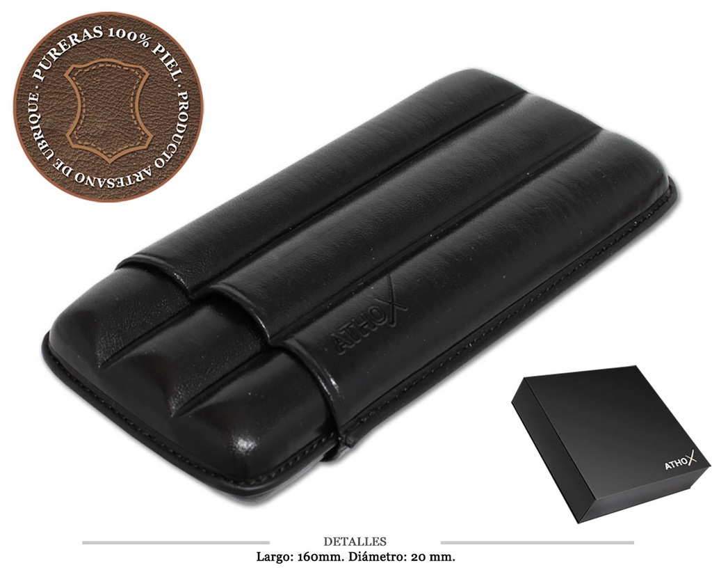PURERA 3/P VAQUETA NEGRA PIEL 160X20MM
