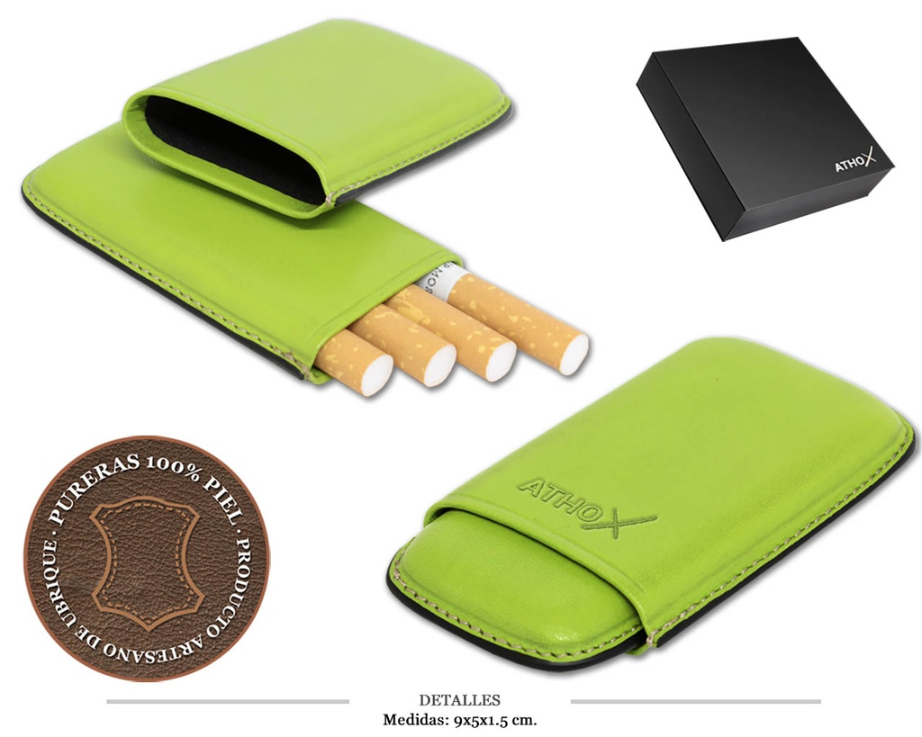 CIGARRERA N.14 VAQUETA PISTACHO PIEL 9X5X1,5CM