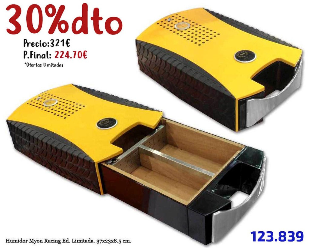 HUMIDOR MYON RACING AMARILLO ED.LIMT.37X23X8,5 CM